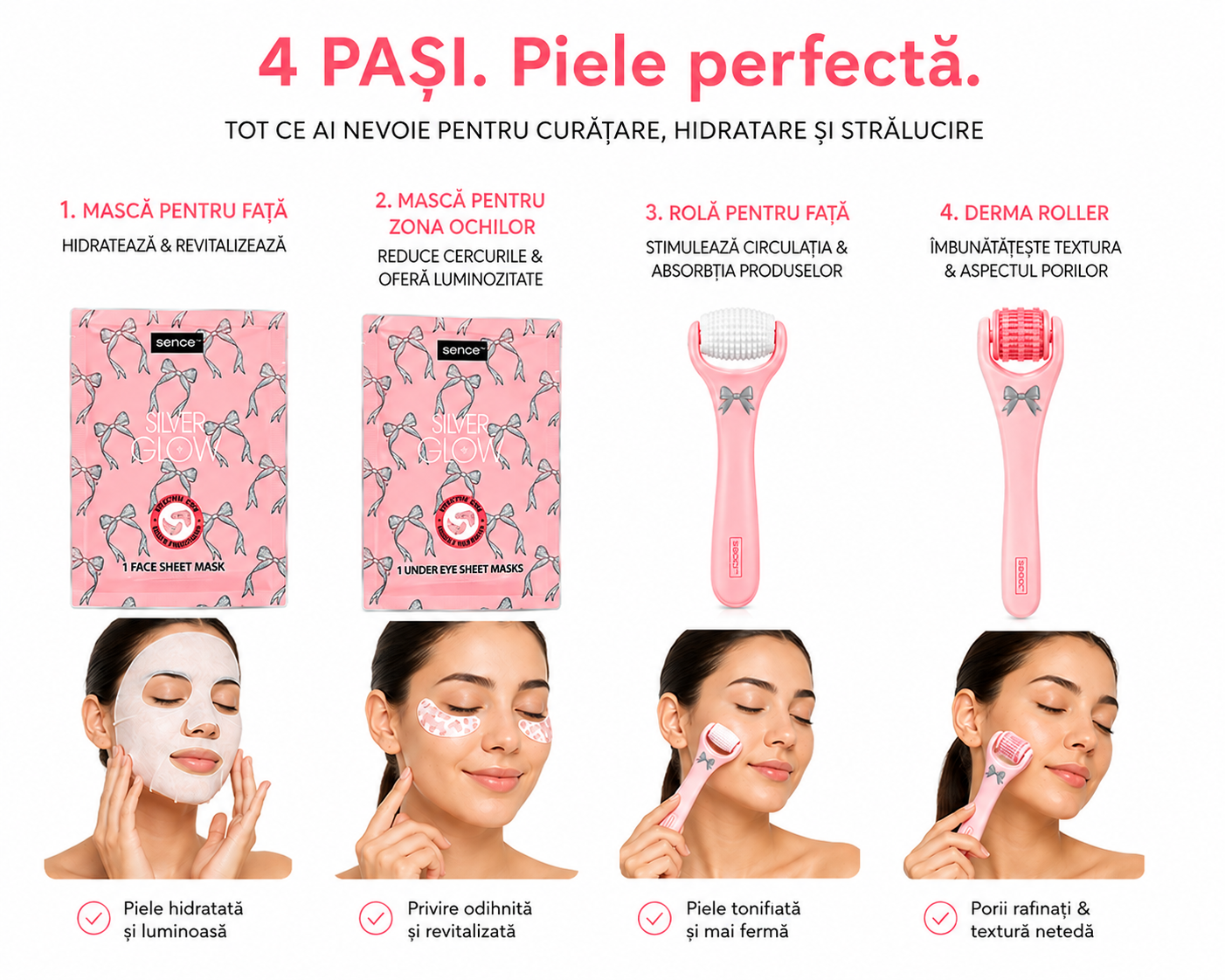 Kit Complet Refresh Facial - Mască Față, Ochi + 2 Role Cadou