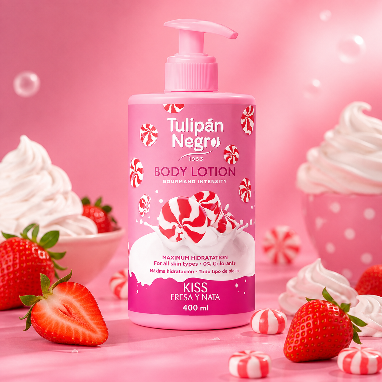 Loțiune de Corp cu căpșuni - Tulipan Negro 400 ml 🍓